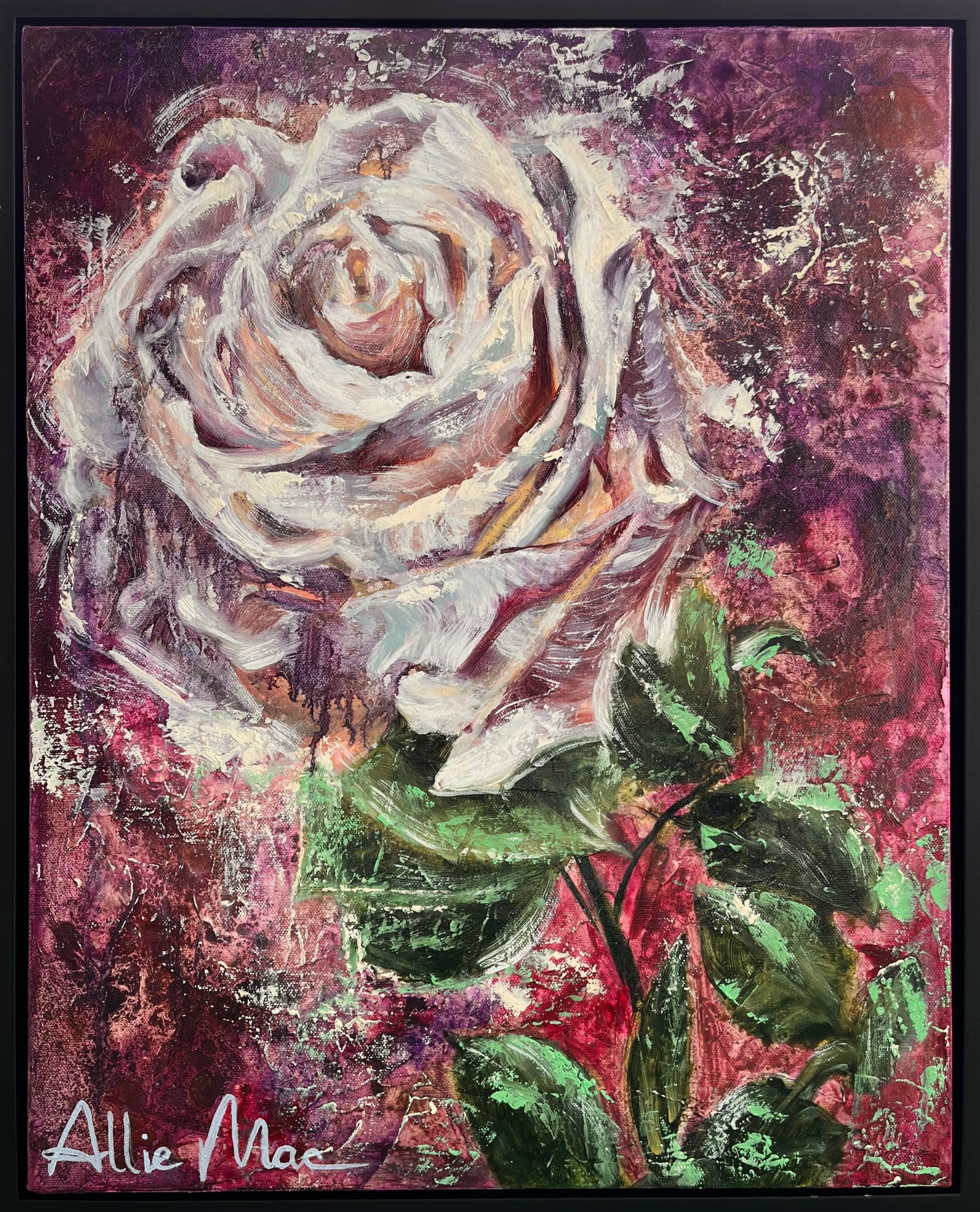 White Rose Original Oil Painting