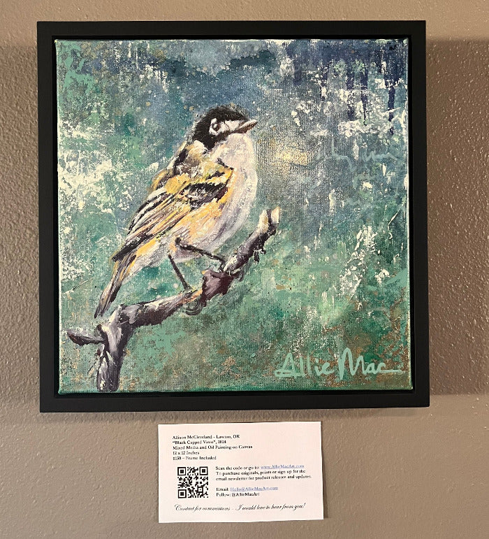 Black Capped Vireo Original Oil Painting