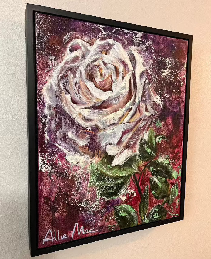 White Rose Original Oil Painting